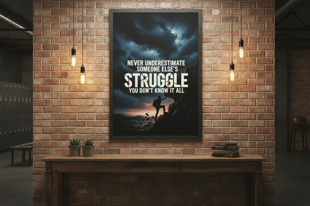 "Never Underestimate Someone Else's Struggle" - Framed Motivational Poster