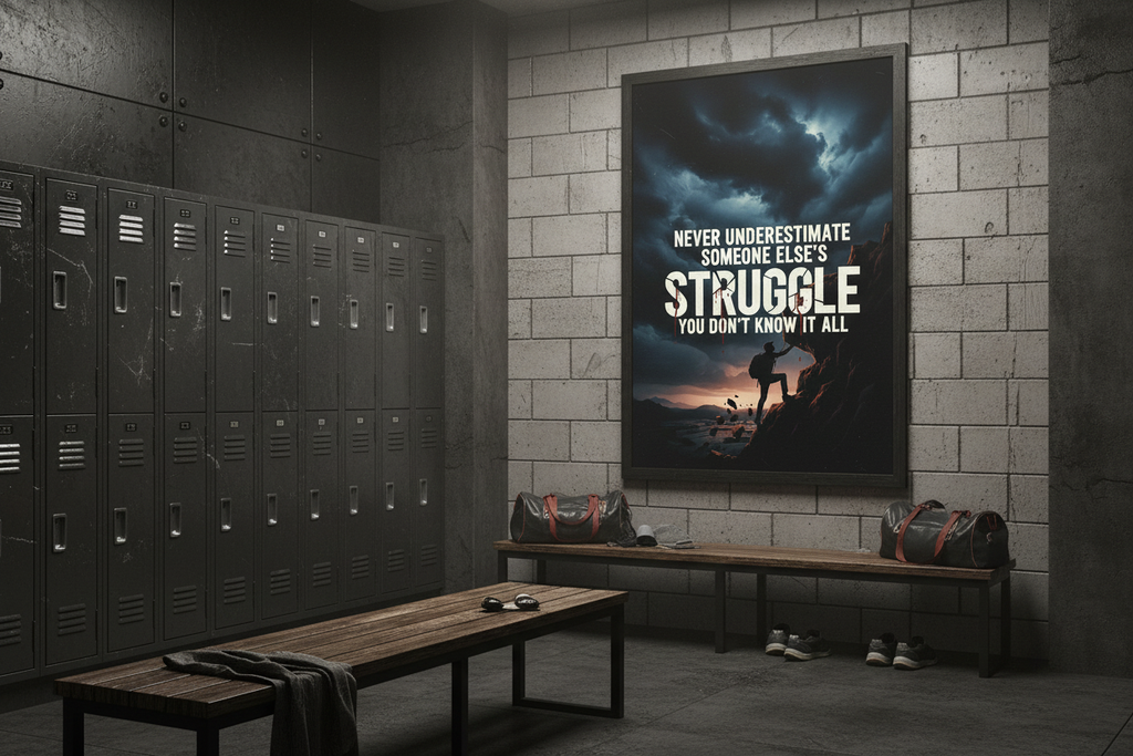 "Never Underestimate Someone Else's Struggle" - Framed Motivational Poster